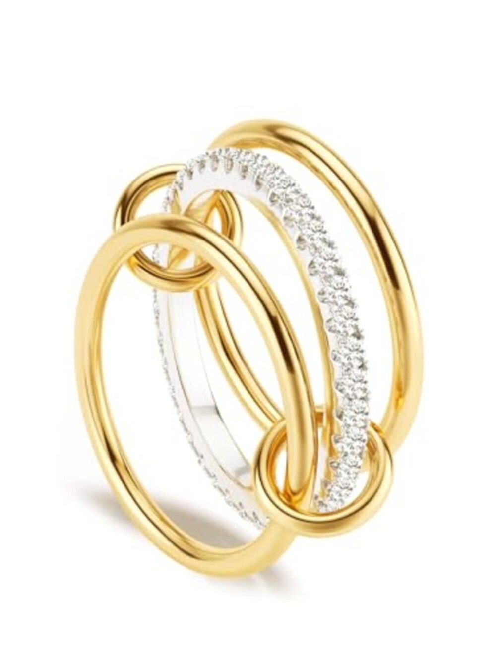 18K Gold Plated Stackable Rings 3 Stacked Mixed Metal Ring Set Cubic Zirconia